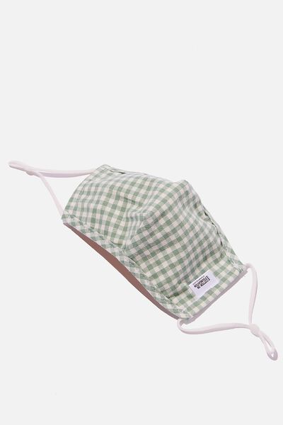 Foundation Face Mask Adults, GREEN GINGHAM