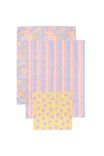 Foundation Kids Fabric Gift Wrap Set, RETRO FLORAL / RAINBOW STRIPE