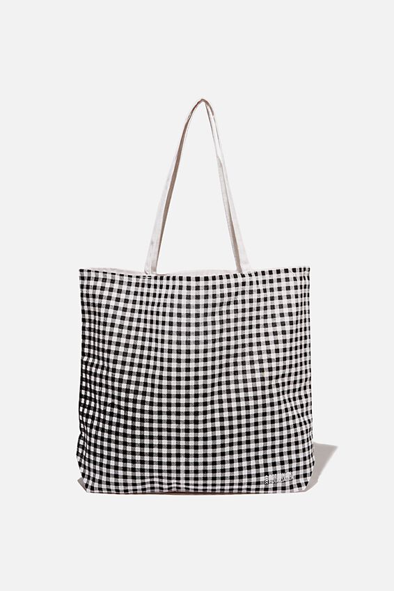 Typo Difference Tote Bag, MINI GINGHAM BLACK