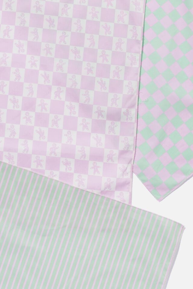 Foundation Body Fabric Gift Wrap Set, GINGERBREAD CHECK LILAC GREEN