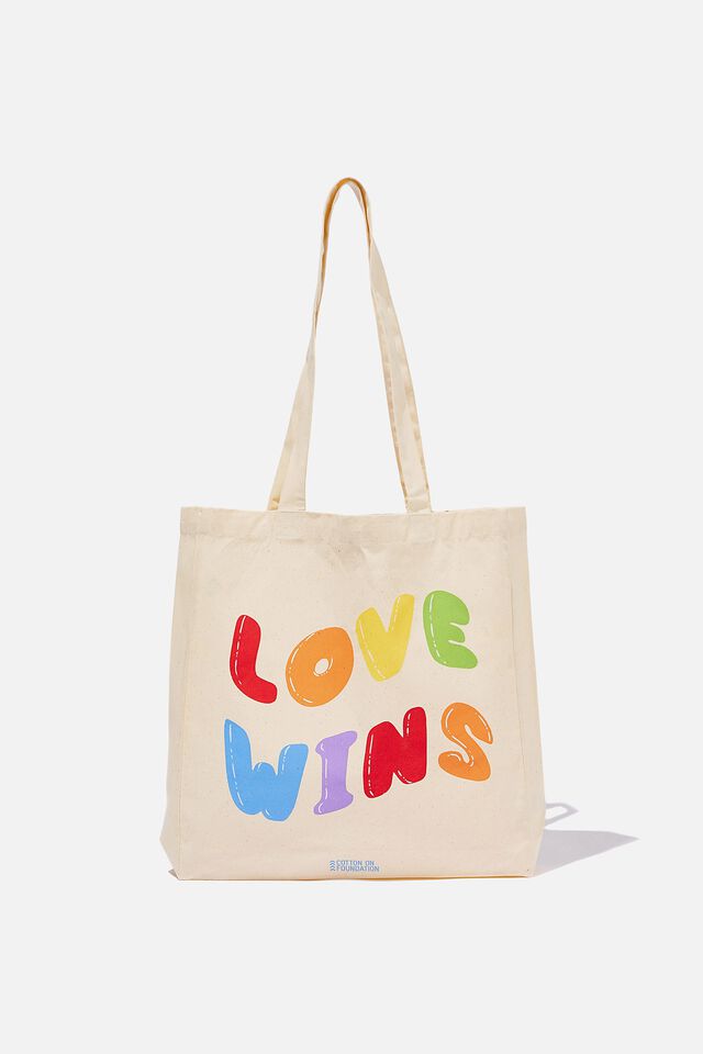 Foundation Adults Organic Tote Bag, PRIDE LOVE WINS