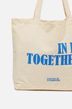Foundation Exclusive Tote Bag, IN IT TOGETHER/BLUE TEXT