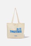 Foundation Exclusive Tote Bag, IN IT TOGETHER/BLUE TEXT