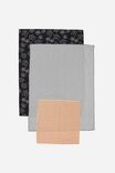 Foundation Typo Fabric Gift Wrap Set, BLACK AND WHITE STRIPE