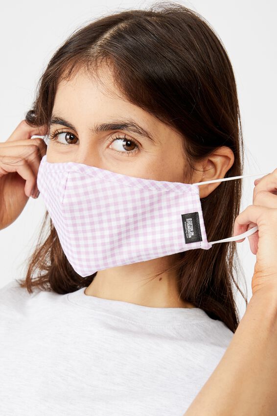 Foundation Face Mask, LILAC GINGHAM