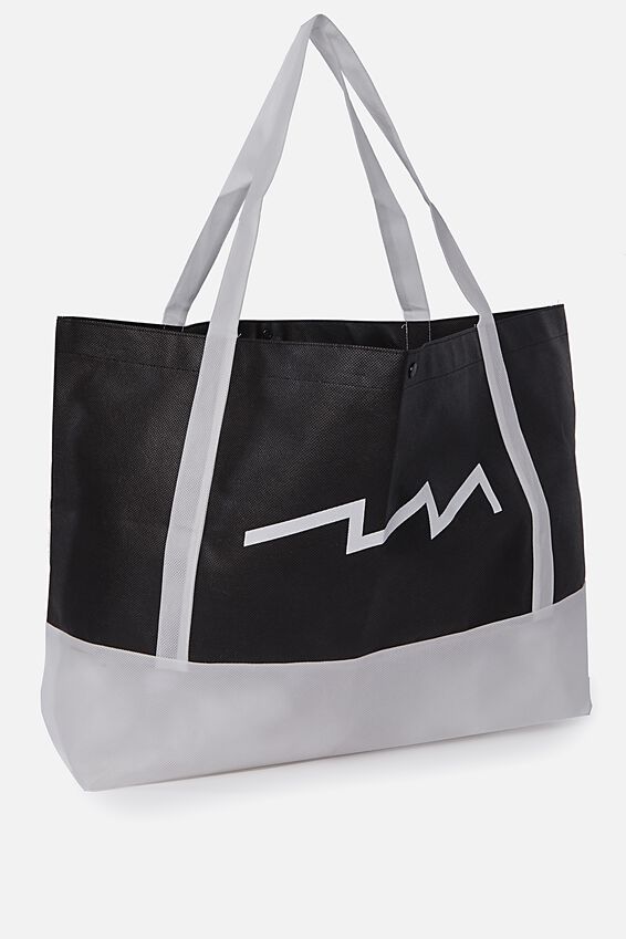 Planet Factorie O/S Shopping Bag, BLACK AND WHITE