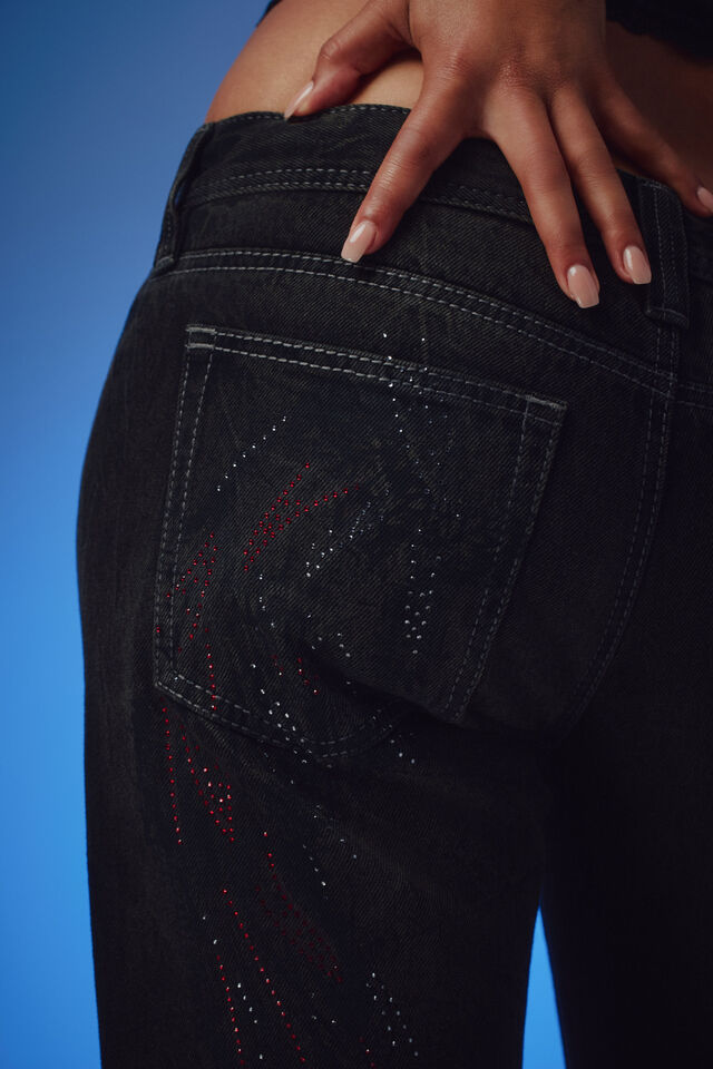 Luca Low Rise Bootleg Jean, LILLITH BLACK/ANGEL WINGS