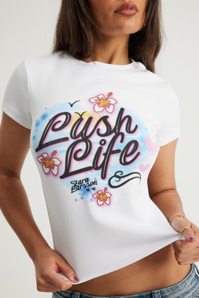 Music Merch Fitted Tee, LCN MT WHITE / LUSH LIFE