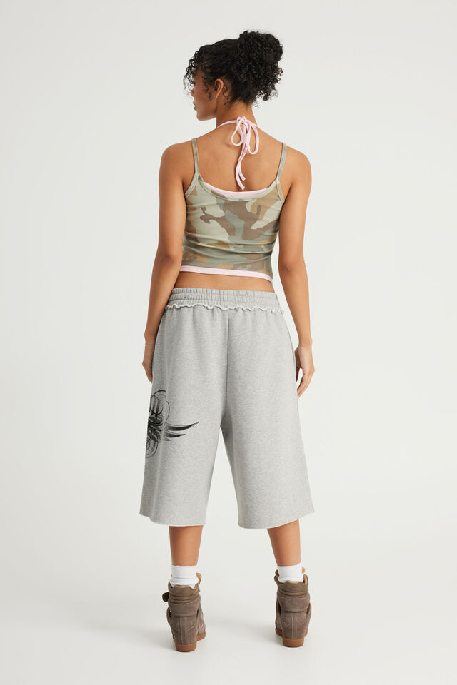 Baggy Track Short, NTN GREY MARLE/CROSSES
