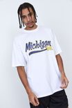 Oversized College T Shirt, LCN MIC WHITE/MICHIGAN SCRIPT
