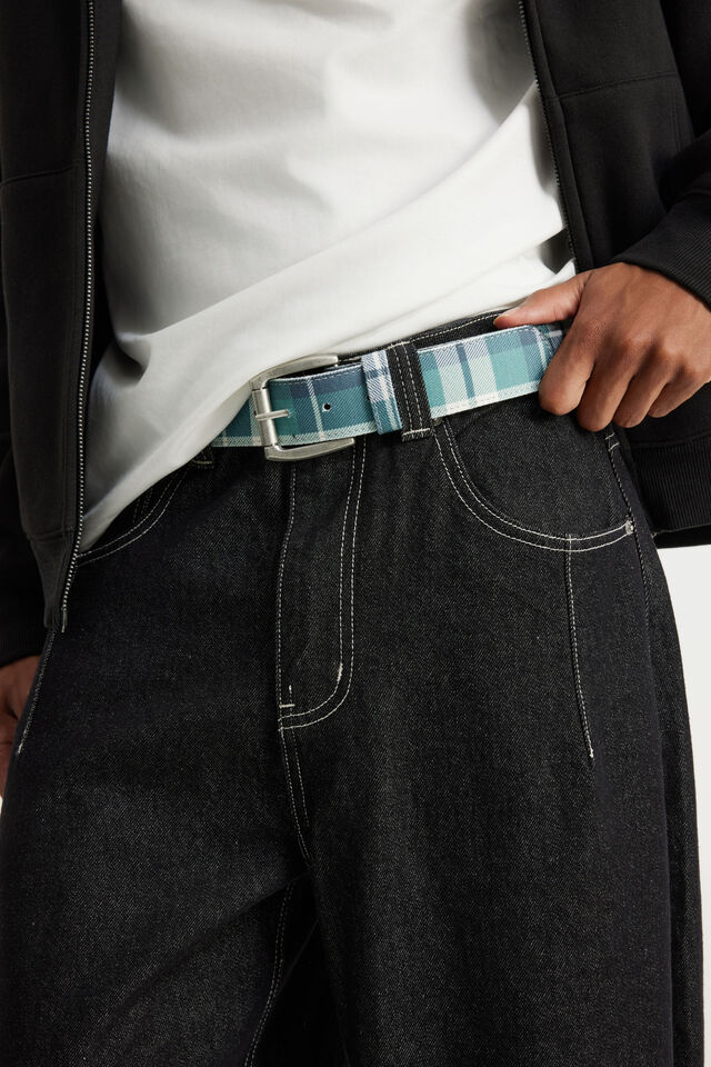 Hh Check Belt W Logo, HH NAVY GREEN CHECK W LOGO