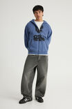 Attack On Titan Zip Through Hoodie, LCN AOT WASHED BLUE FIN/TITANS PATCHWORK - example image 2