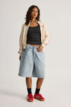 Half Half Painter Baggy Denim Short, DAY BLUE - alternate image 2