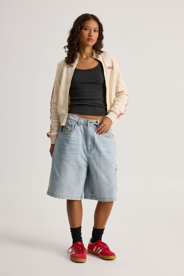 Half Half Painter Baggy Denim Short, DAY BLUE