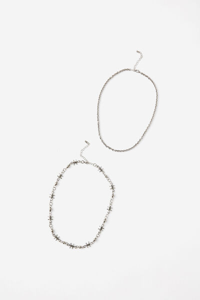 Notion Barbwire Necklace, SILVER