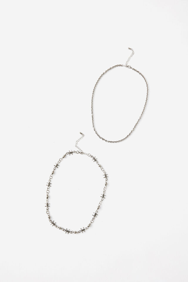 Notion Barbwire Necklace, SILVER