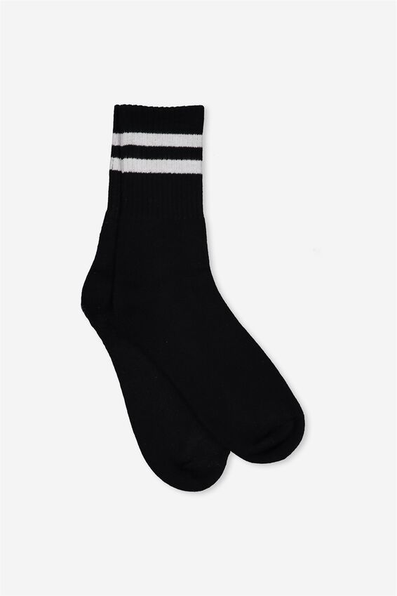 Retro Sport Sock, BLACK/WHITE STRIPE