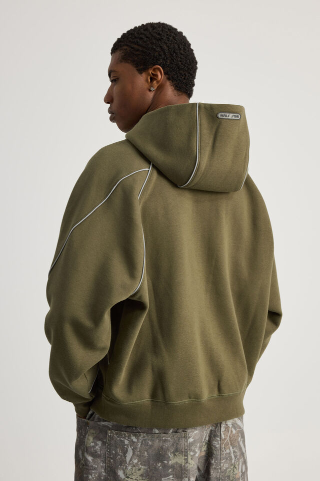 Half Half Hoodie, HH DEEP KHAKI/PIPING