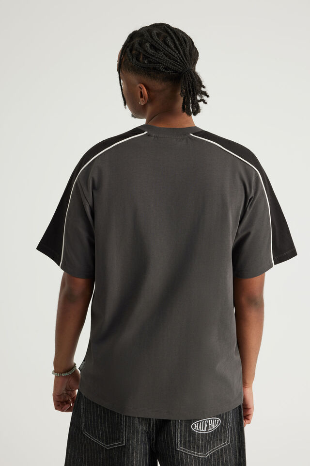 Half Half Panelled Tee, HH SLATE/BLACK PANELLED PILL