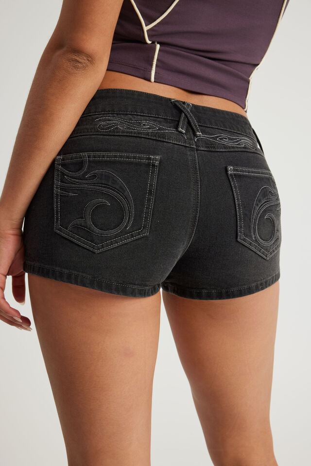 Tumblr Low Rise Booty Short, RIOT BLACK BUTTERFLY