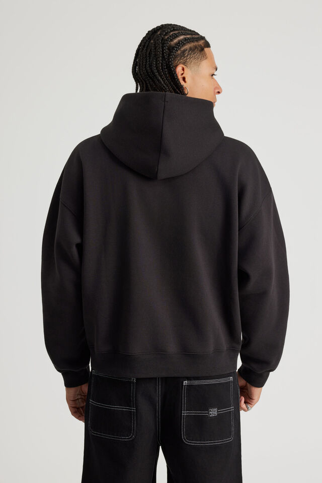Half Half Zip Thru Hoodie, HH BLACK / HIVE PILL