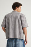 Half Half Boxy Cropped Short Sleeve Shirt, HH GREY WHT CHECK - alternate image 3