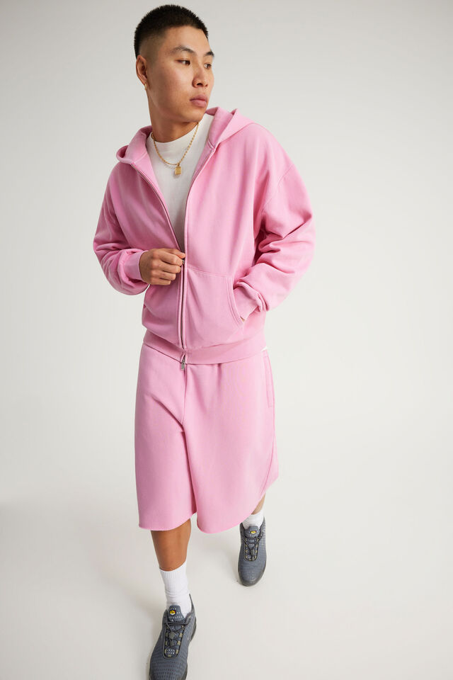 Authentics Boxy Zip Thru Hoodie, WASHED POP PINK