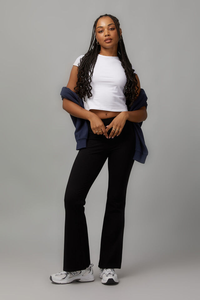 Flare Pull On Pant, BLACK