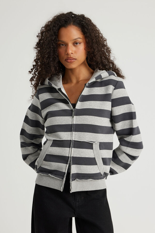 Notion Fitted Zip Through Hoodie, NTN SLATE STRIPE/SLEAZE