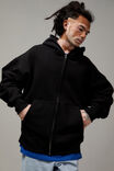 Baggy Graphic Zip Through Hoodie, BLACK/UC EMB - alternate image 1