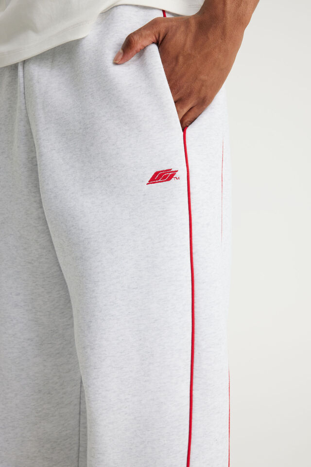 Barrel Leg Track Pant, OG SILVER MARLE/RED PIPING