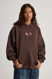 Harley Slouchy Hoodie, WASHED ESPRESSO/FLAMING HEART - alternate image 3