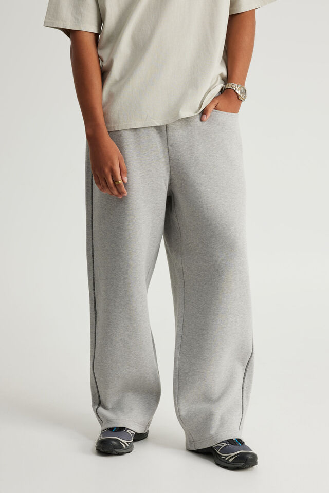 Baggy Trackpant, HH GREY MARLE/BLACK PIPING
