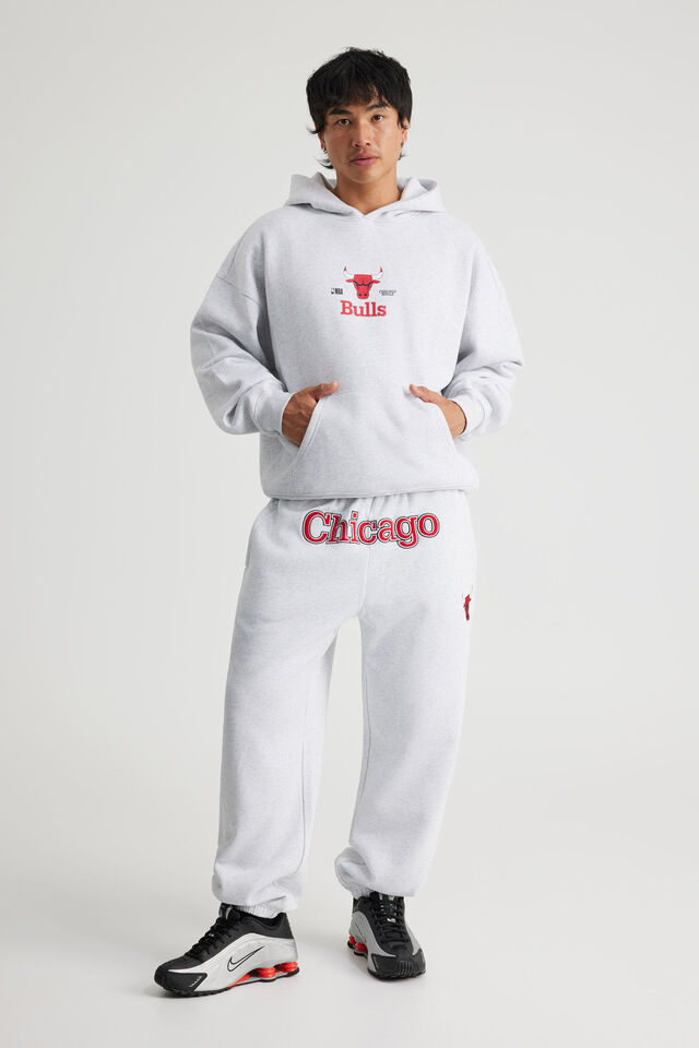 Nba Hoodie, LCN NBA SILVER MARLE/BULLS RED SUPERSCRIPT