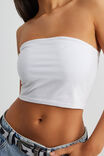 Crop Jersey Tube Top, WHITE - alternate image 4