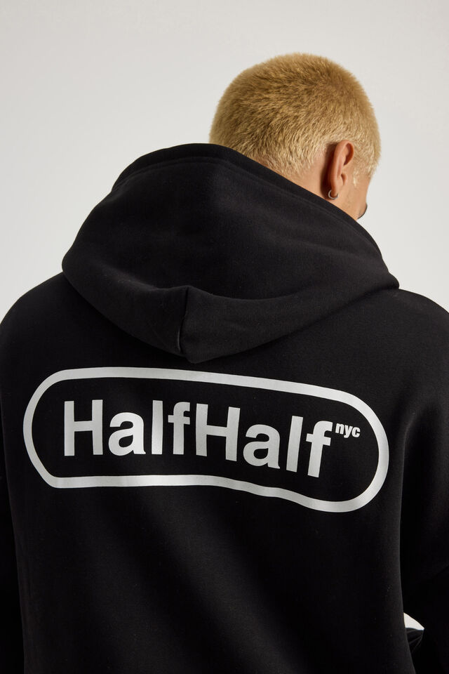 Half Half Zip Thru Hoodie, HH BLACK/WHITE PILL