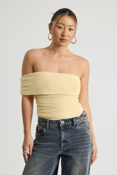 Mesh One Shoulder Top, DAFFODIL