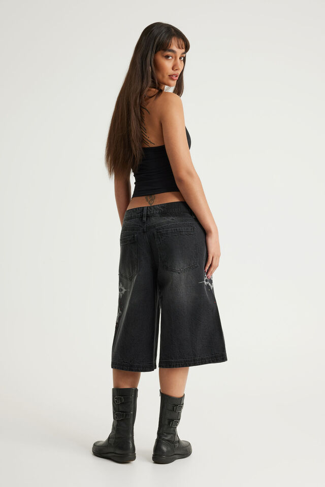 Mega Baggy Jort, RITUAL BLACK/CROSSES