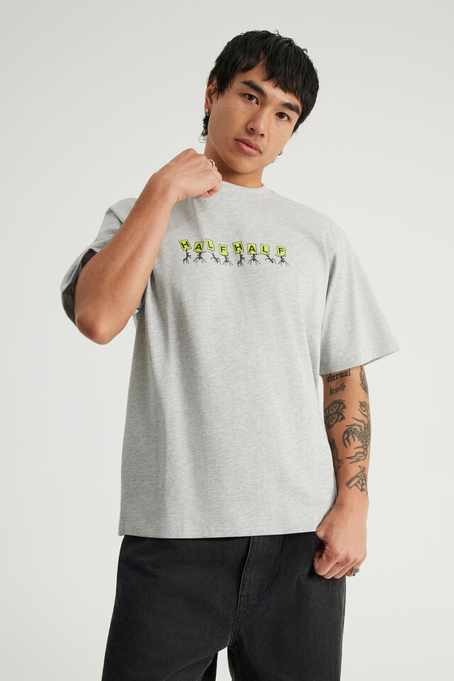 Half Half Heavyweight Core Fit Tshirt, HH GREY MARLE/ANTS