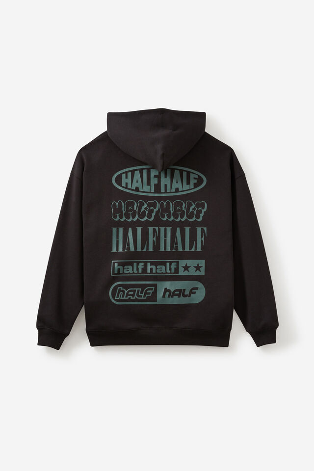 Half Half Hoodie, HH BLACK/HALF HALF HERITAGE