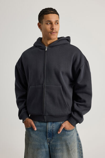 Authentics Boxy Zip Thru Hoodie, ICED LAGOON