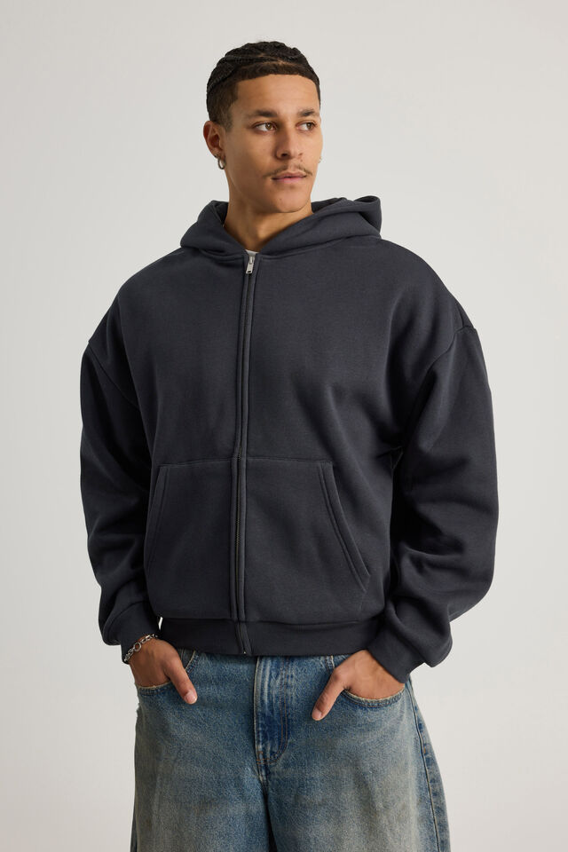Authentics Boxy Zip Thru Hoodie, ICED LAGOON