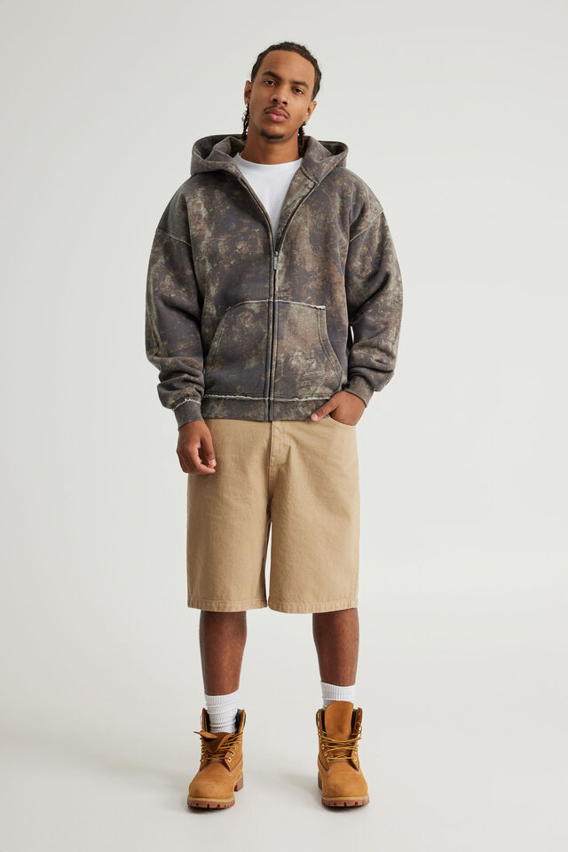 Notion Zip Thru Hoodie, NTN WASHED ABSTRACT DYE CAMO/RAW