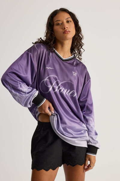 Long Sleeve Sports Jersey Top, PURPLE HAZE/HAVEN