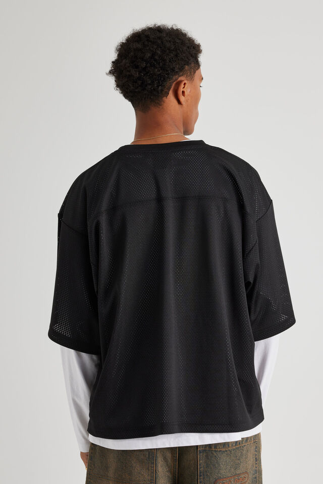 Cropped Mesh Top, BLACK