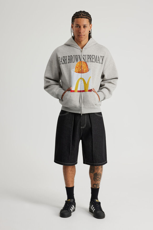 Mcdonalds Zip Thru Hoodie, LCN MCD GREY MARLE/HASH BROWN SUPREMACY