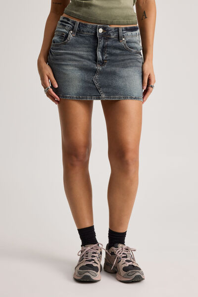 Stretch Denim Skirt, MIDNIGHT INDIGO