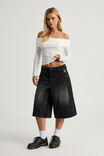 Mega Baggy Jort, EXTREME BLACK WASH_BUTTERFLY - alternate image 3