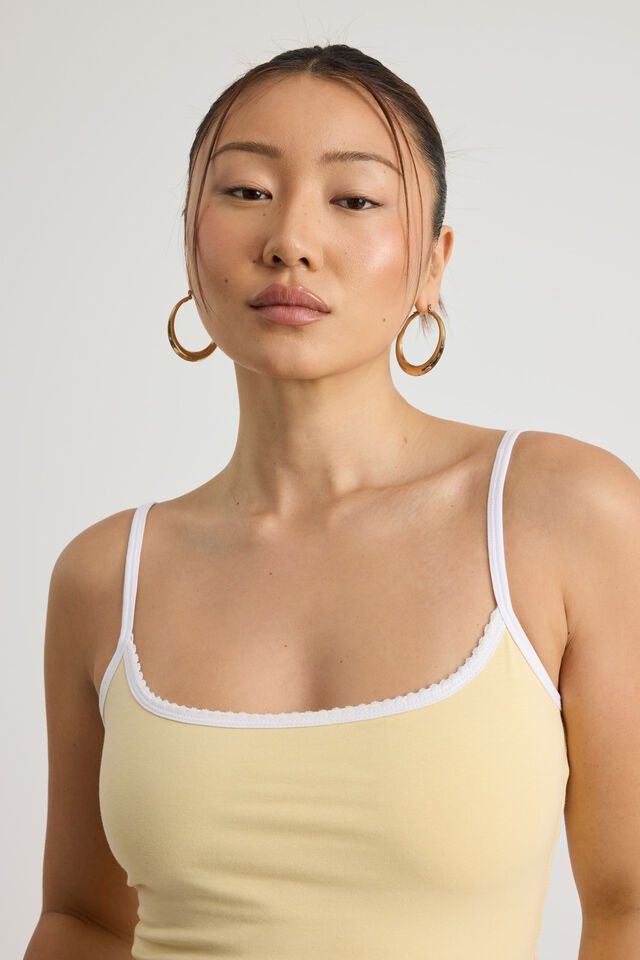 Kiki Cami, DAFFODIL/WHITE PICOT