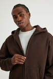 Authentics Boxy Zip Thru Hoodie, WALNUT - example image 4